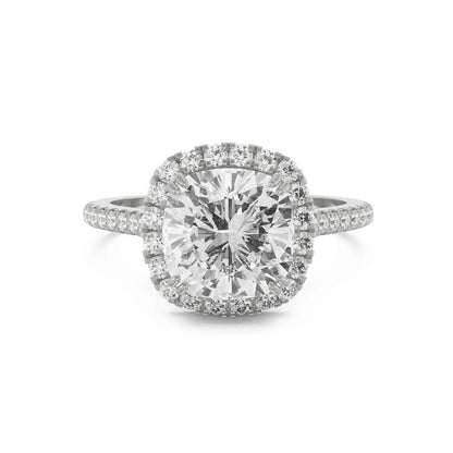 Cushion Halo Engagement Ring Front View in 9KT