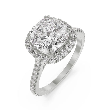 Cushion Halo Engagement Ring Top View in 9KT
