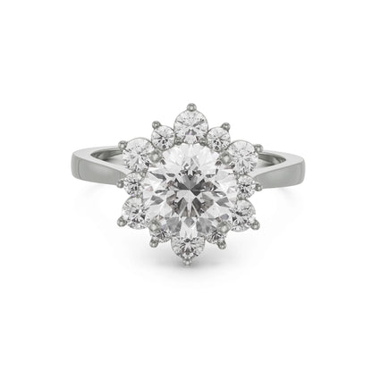 Star Halo Engagement Ring Front View in 9KT