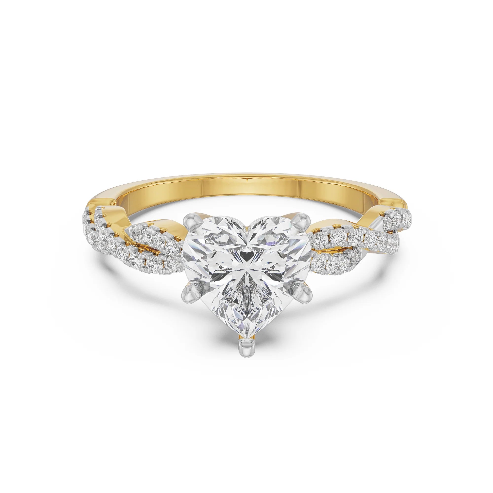 Heart Infinity Diamond Ring Front View in 9KT