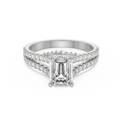 Timeless Emerald Engagement Ring Front View in 9KT