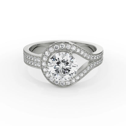 Lorez Pave Diamond Ring Front View in 9KT