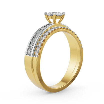 Gleaming Bridal Engagement Set Side View