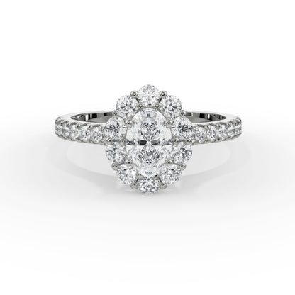 Floral Halo Engagement Ring Front View