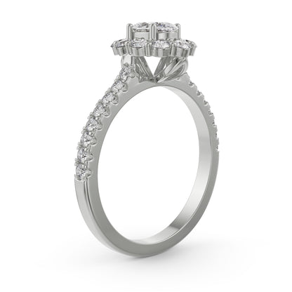 Floral Halo Engagement Ring Side View