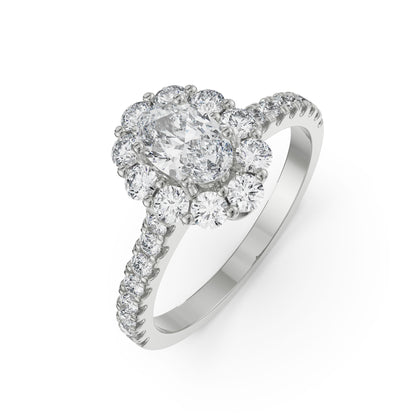 Floral Halo Engagement Ring Top View