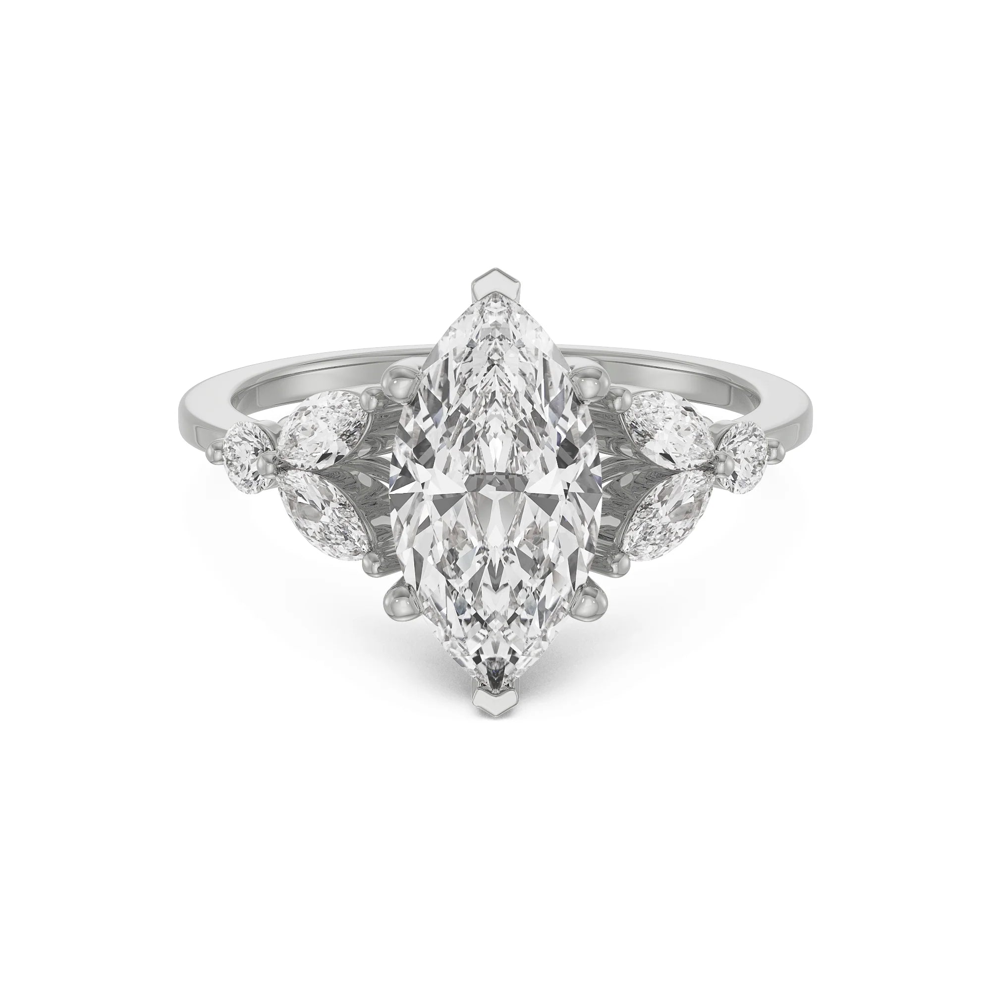Majestic Marquise Diamond Ring Front View in 9KT