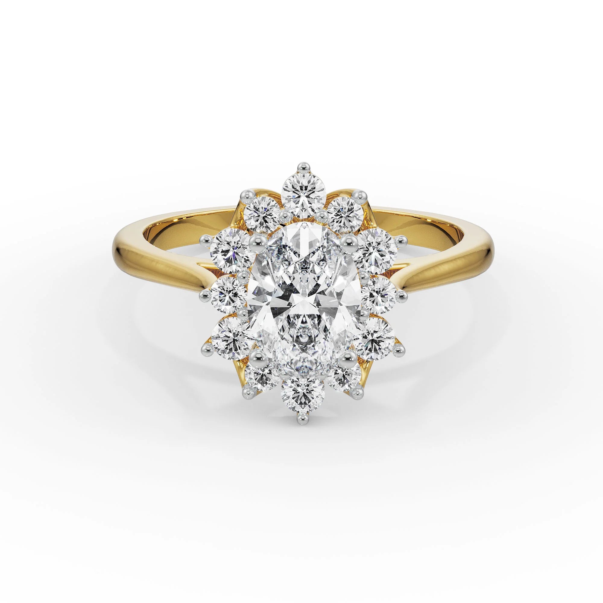 Royal Oval Cut Diamond Ring Front View in 9KT