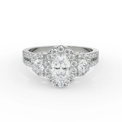 Luminous Halo Engagement Ring Front View in 9KT