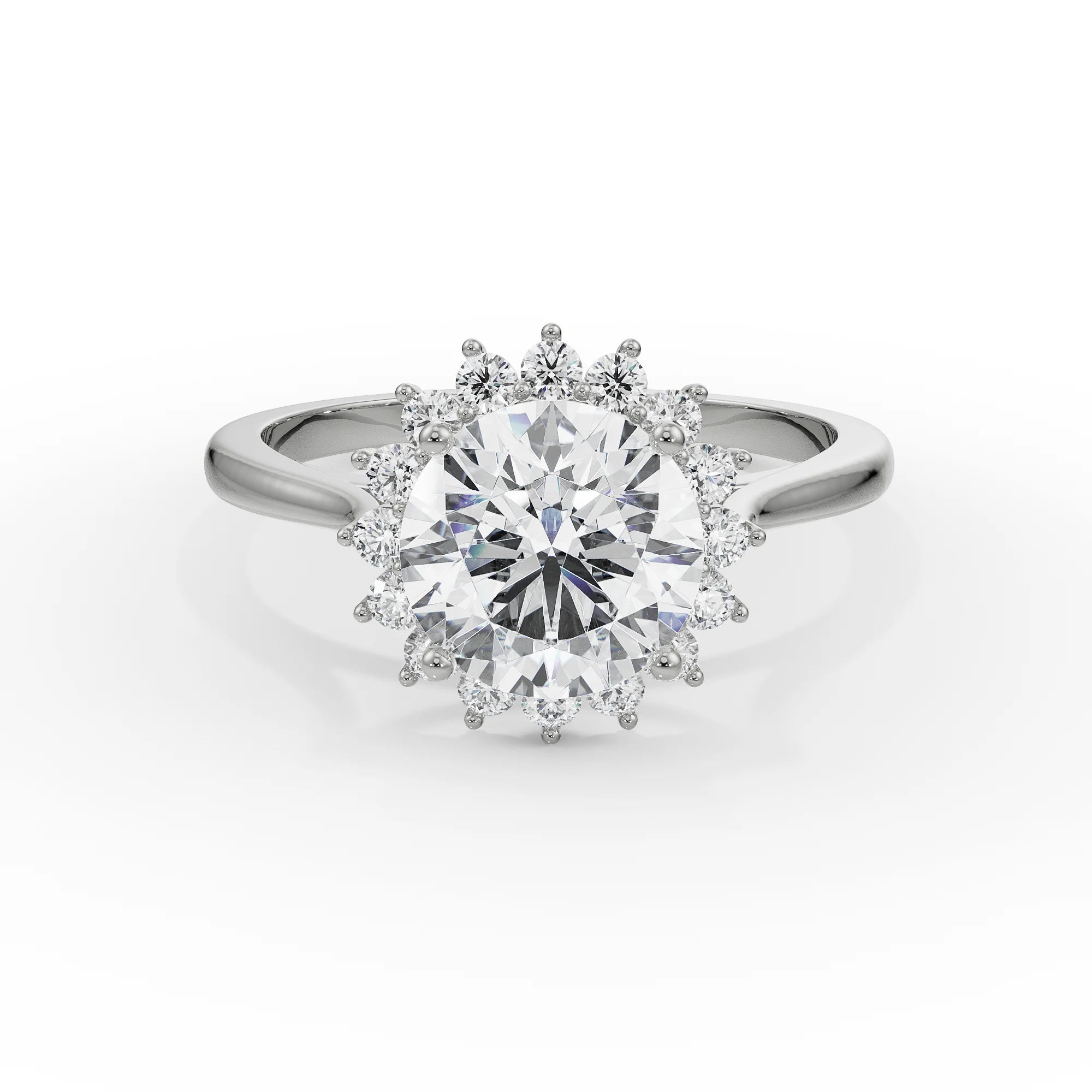 Sunkissed Halo Diamond Ring Front View in 9KT