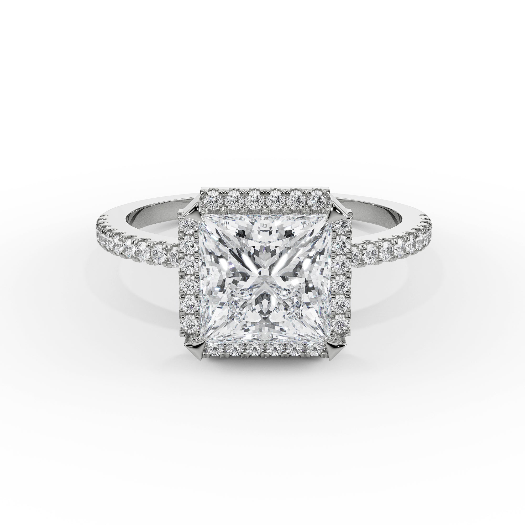 Quadret Halo Diamond Ring Front View