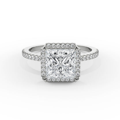 Quadret Halo Diamond Ring Front View