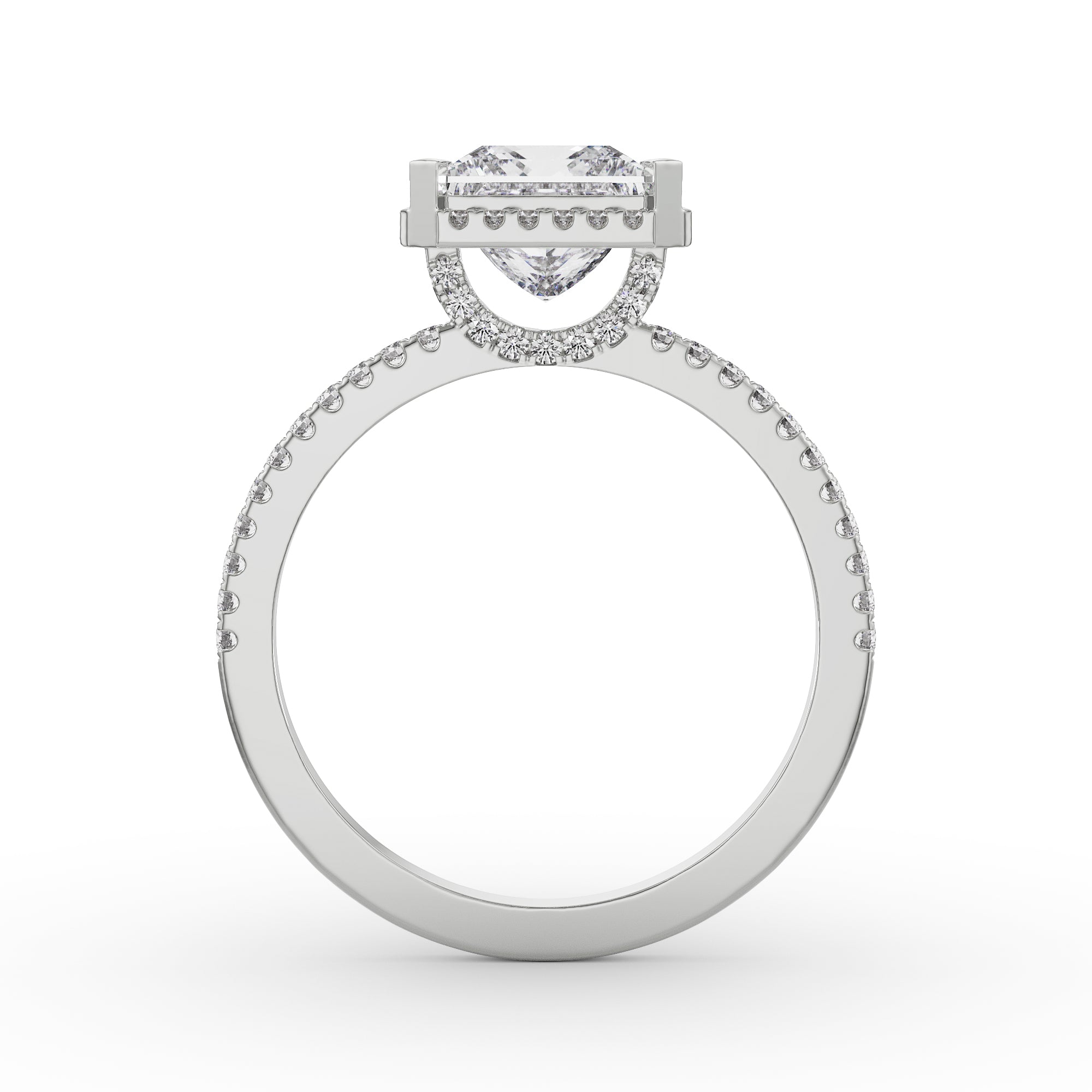 Quadret Halo Diamond Ring Back View