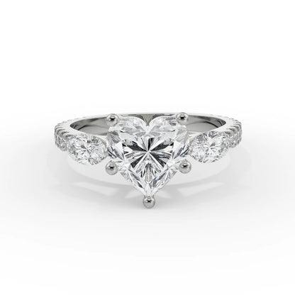 Heartfelt Engagement Ring Front View in 9KT