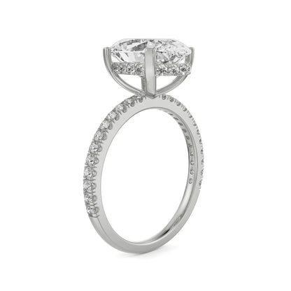 Hidden Halo Oval Solitaire Ring Side View