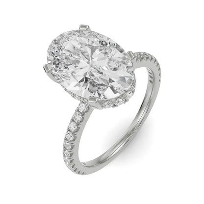 Hidden Halo Oval Solitaire Ring Top View