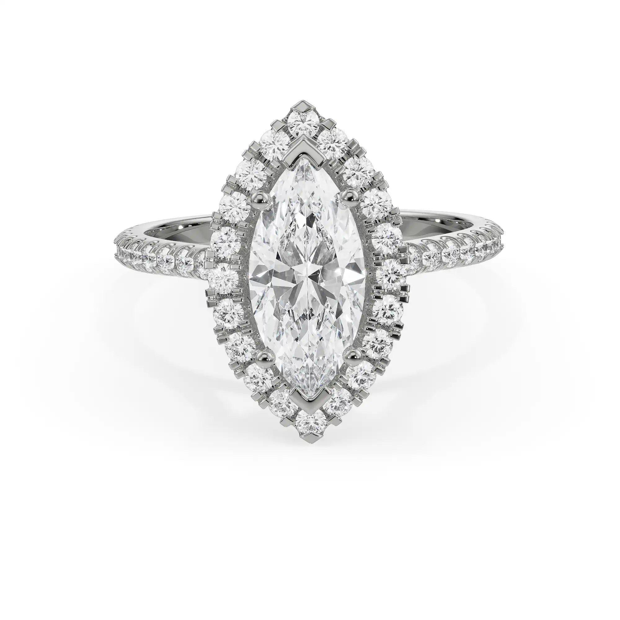 Vine Engagement Ring Front View in 9KT