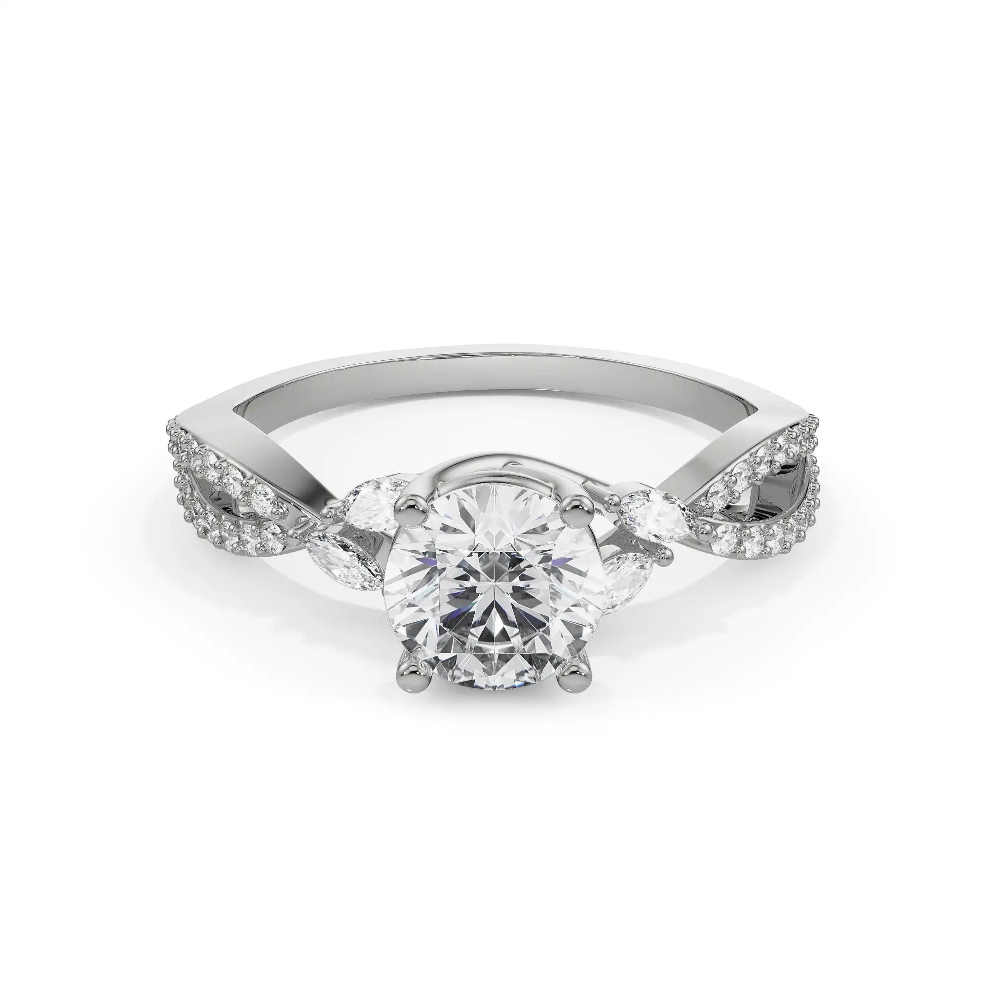 Pave Engagement Ring Front View in 9KT