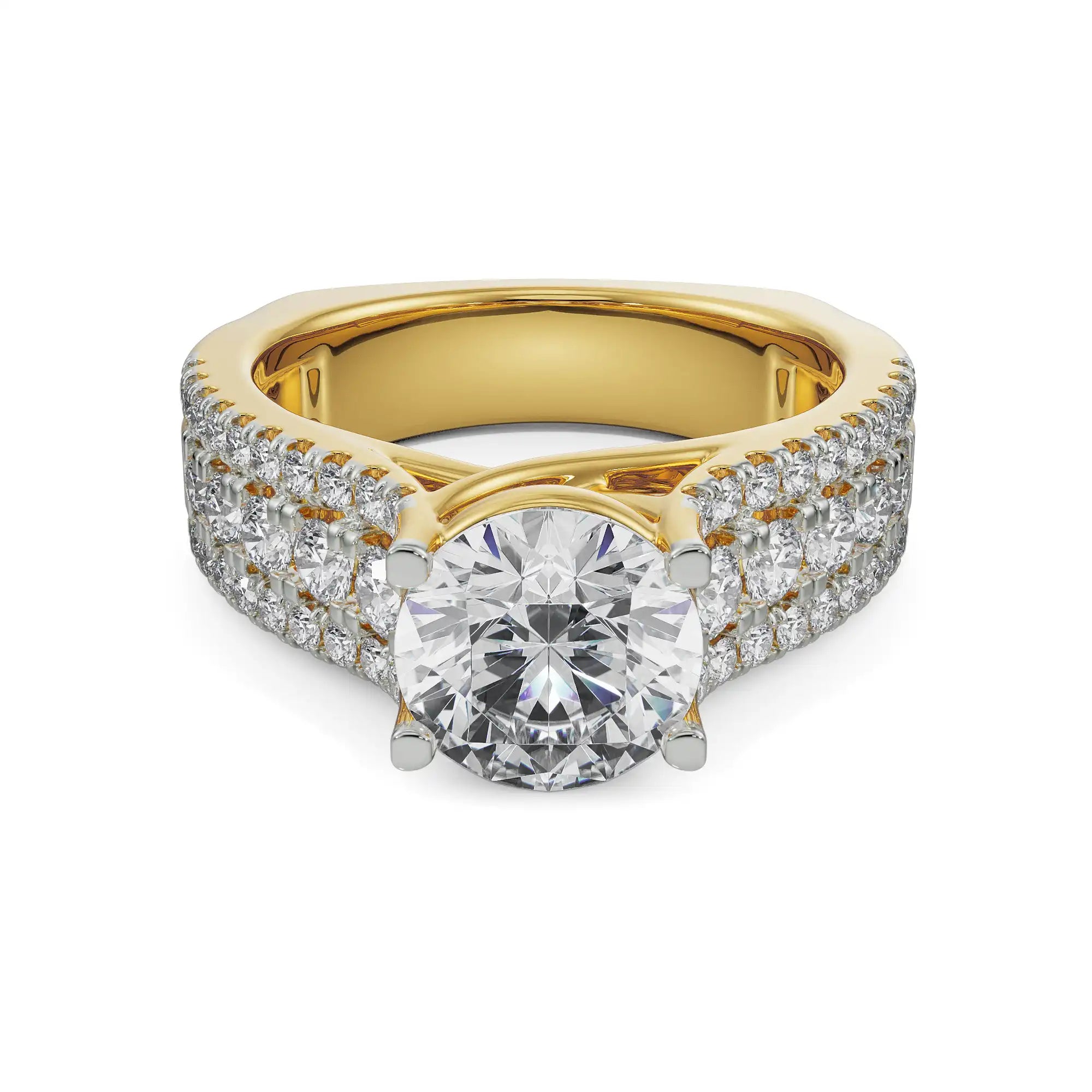 Solitaire Band Engagement Ring Front View in 9KT