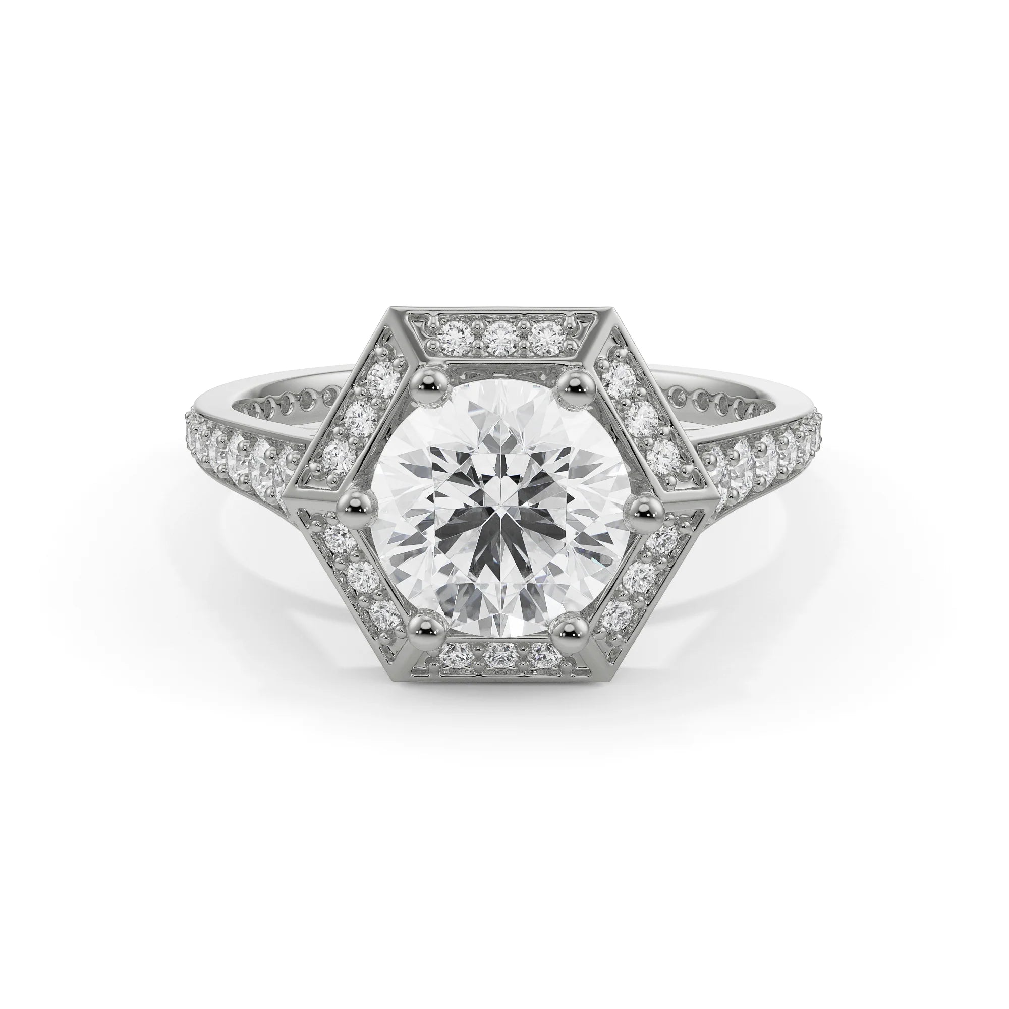Halo Zendaya Engagement Ring Front View in 9KT