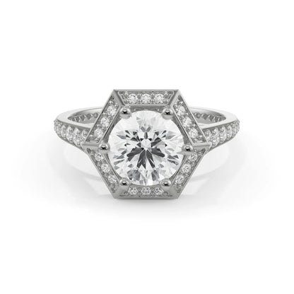 Halo Zendaya Engagement Ring Front View in 9KT