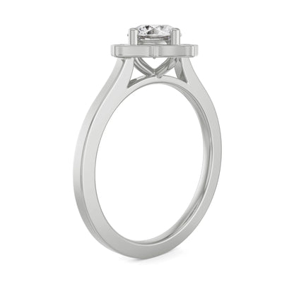 Round Stone Halo Engagement Ring Side View in 9KT