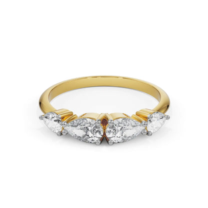 Four Pear Diamond Ring Front View in 9KT