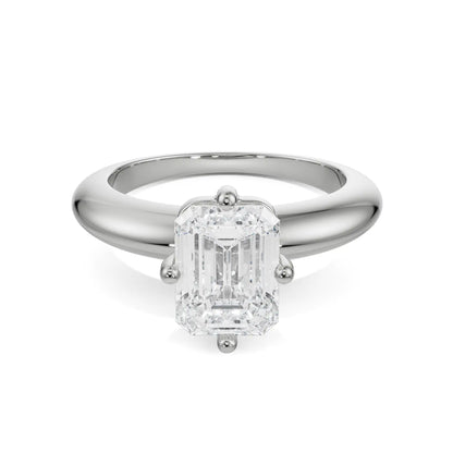 Regular Emerald Diamond Ring Front View in 9KT