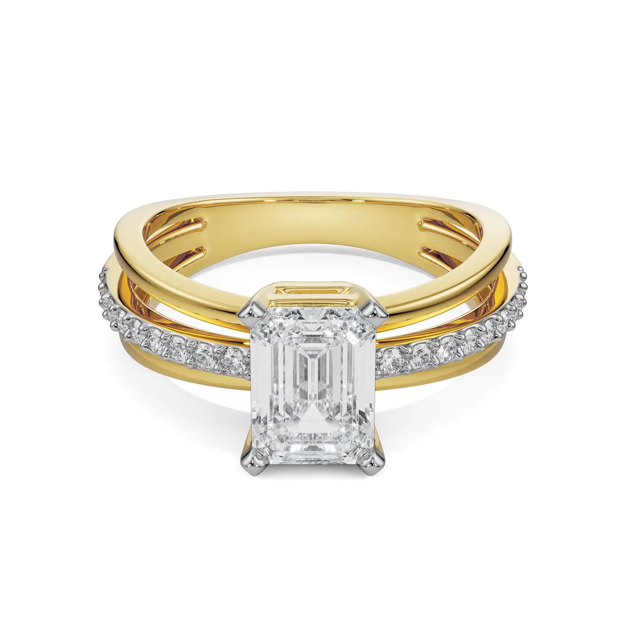 Sophia Trio Band Diamond Ring Front view in 9KT