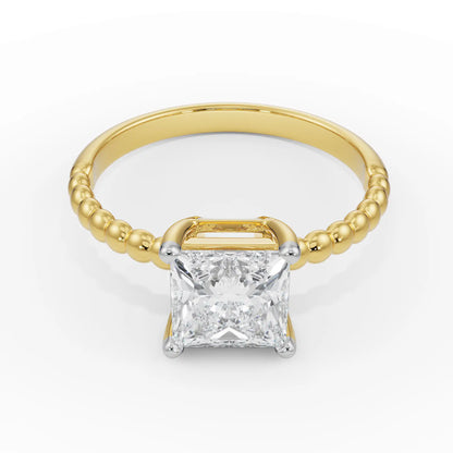 Violet Princess Cut Engagement Ring Front View in 9KT