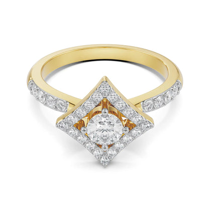 Quinn Geometric Diamond Ring Front View in 9KT