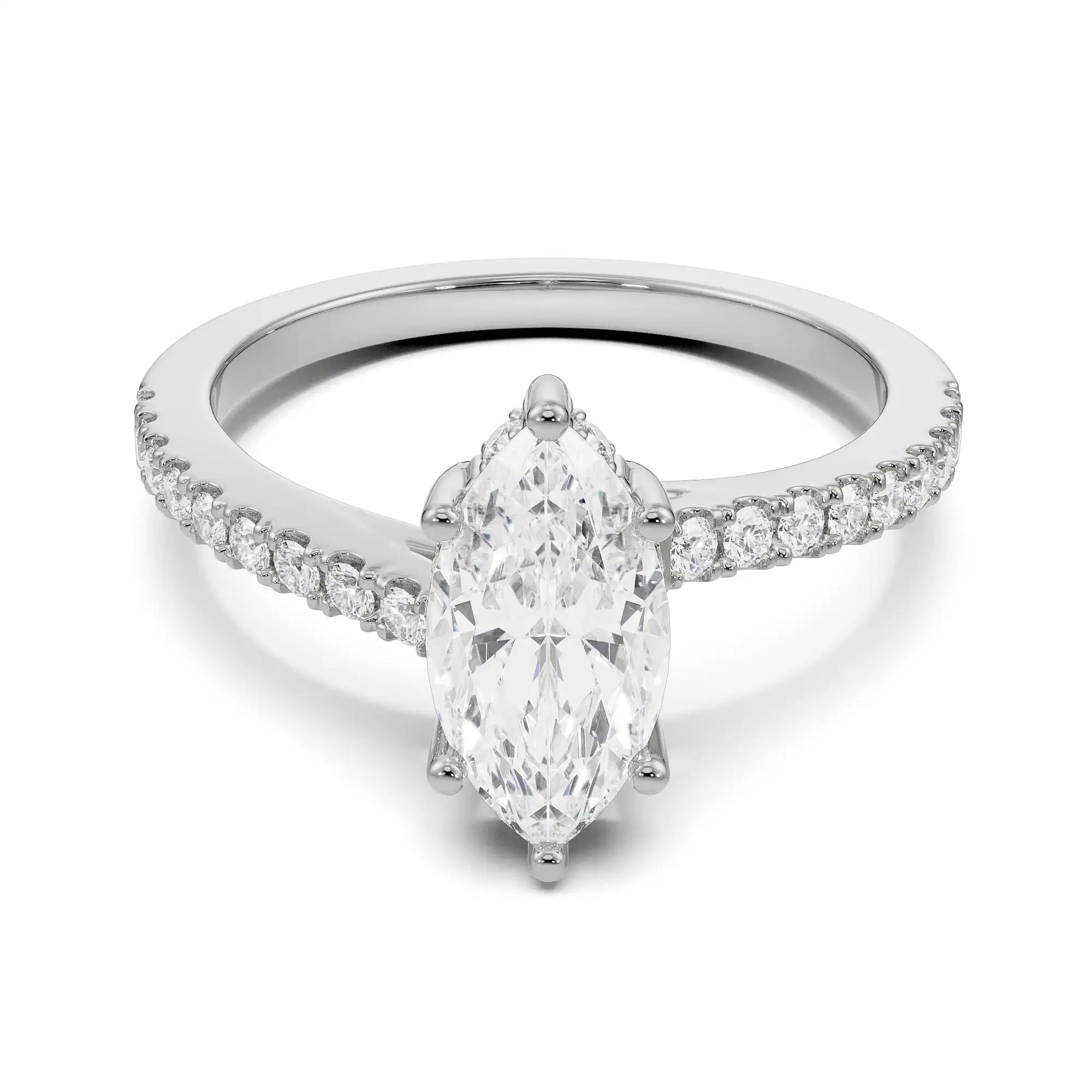 Sage Marquise Engagement Ring Front View in 9KT
