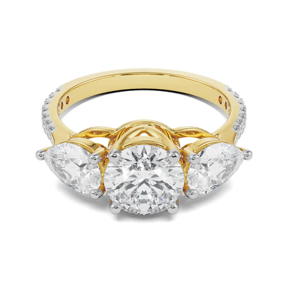 Ruth Tri Stone Diamond Ring Front View in 9KT