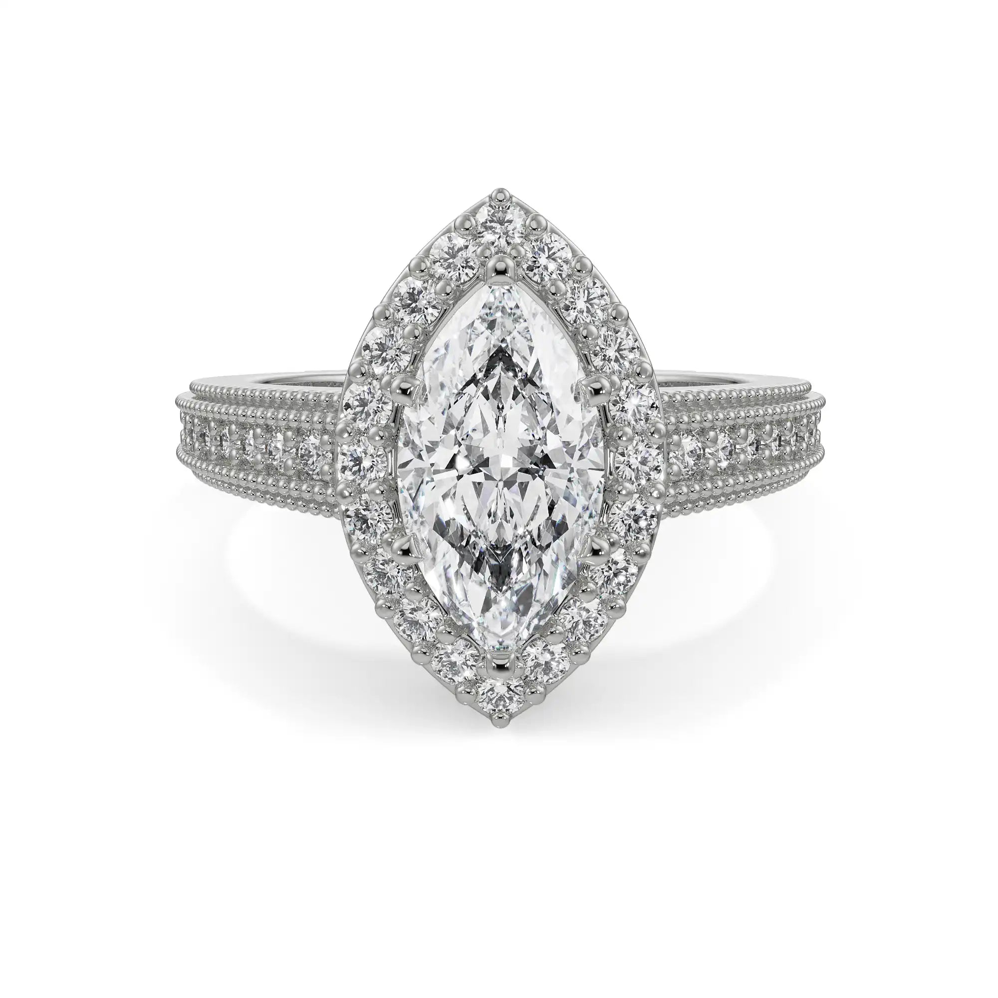Majestic Marquise Engagement Ring front View in 9KT