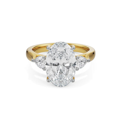 Tri Solitaire Diamond Ring Front View in 9KT