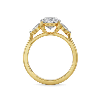 Tri Solitaire Diamond Ring Back view in 9KT