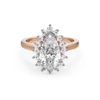 Regal Pear Engagement Ring Front View in 9KT