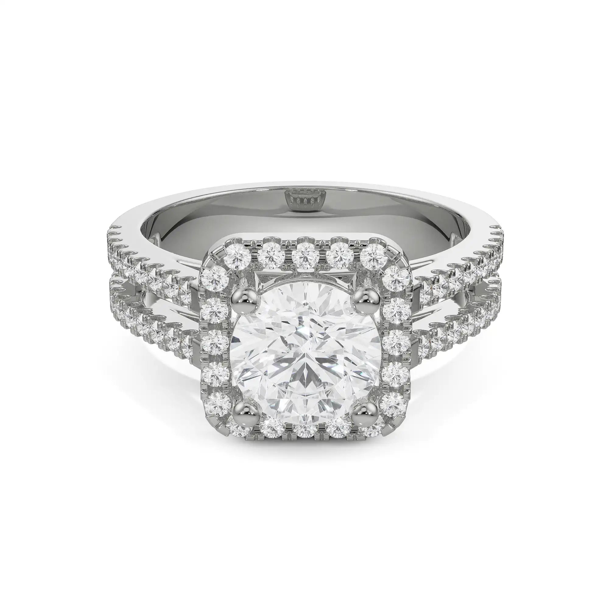 Emma Halo Round Diamond Ring Front View in 9KT