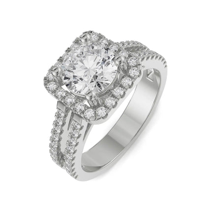 Emma Halo Round Diamond Ring Top View in 9KT