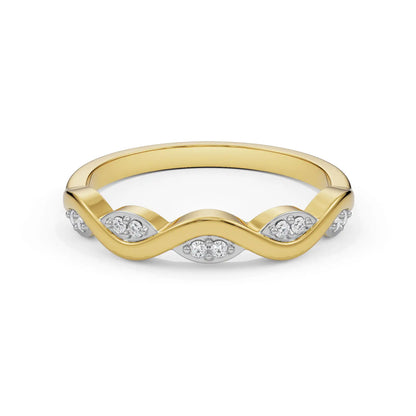 Wavy Krissy Diamond Band Front View in 9KT