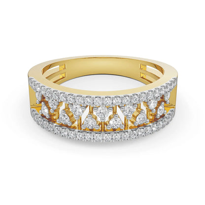 Clustered Broad Diamond Band Front View in 9KT