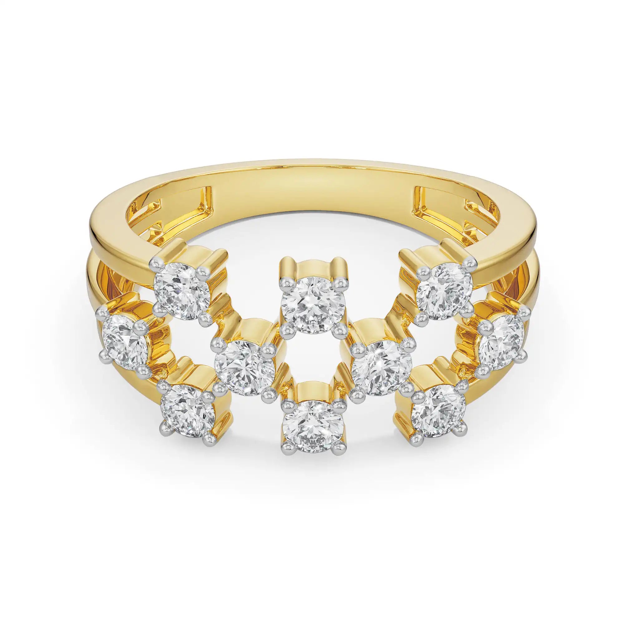 Scattered Diamond Band Front View in 9KT