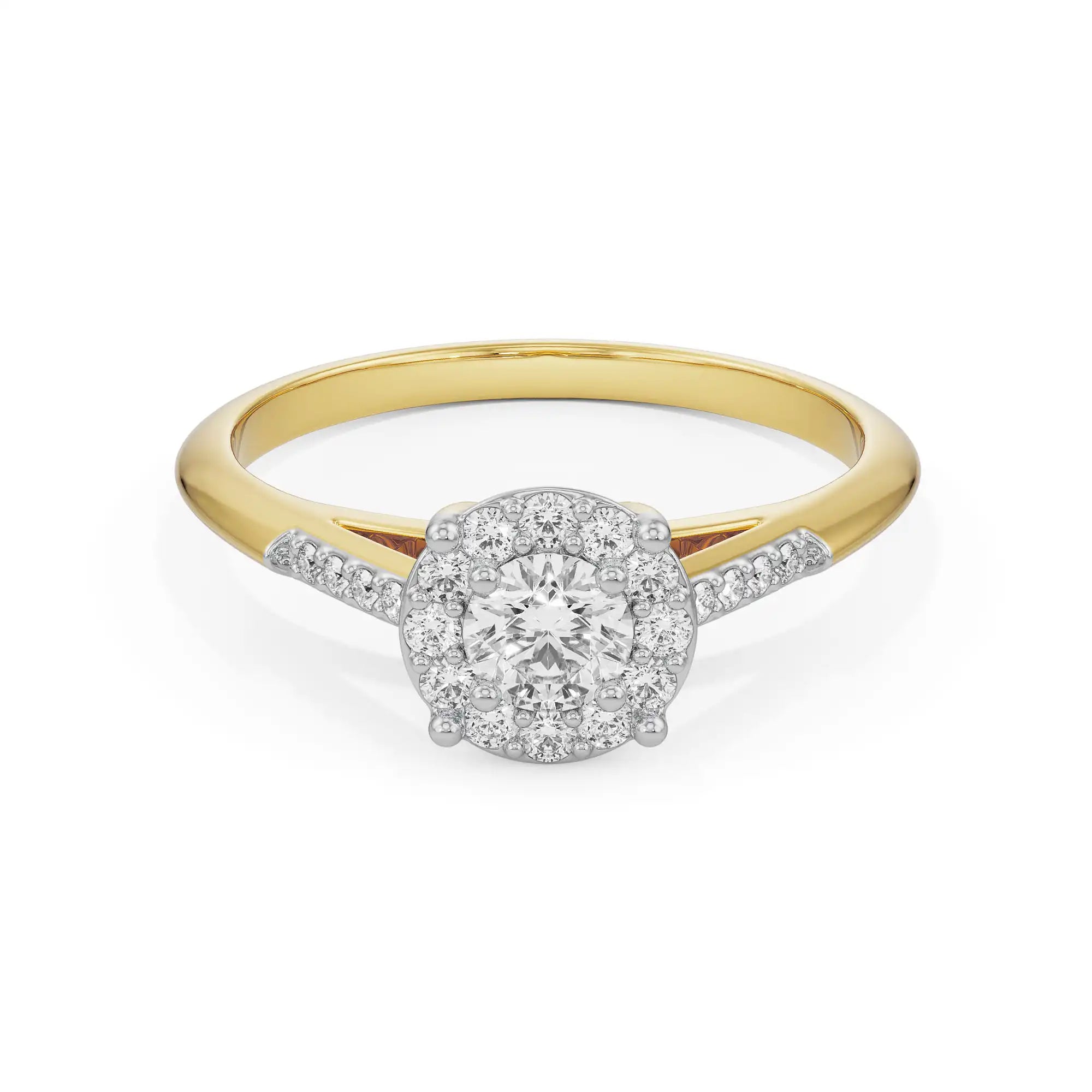 Shimmery Cluster Diamond Band Front View in 9KT