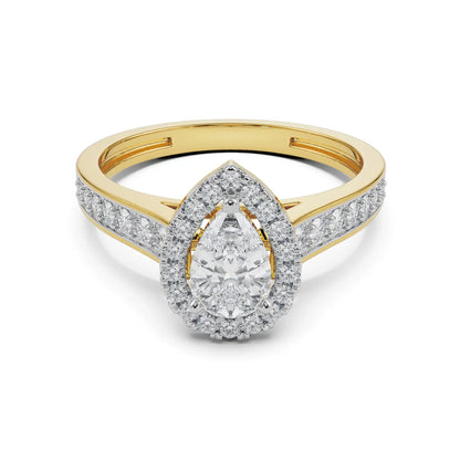 Perky Pear Diamond Ring Front View in 9KT