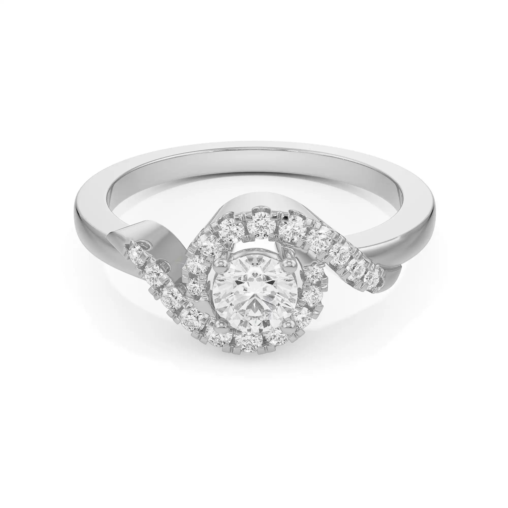 Geneva Twisted Diamond Ring Front View in 9KT