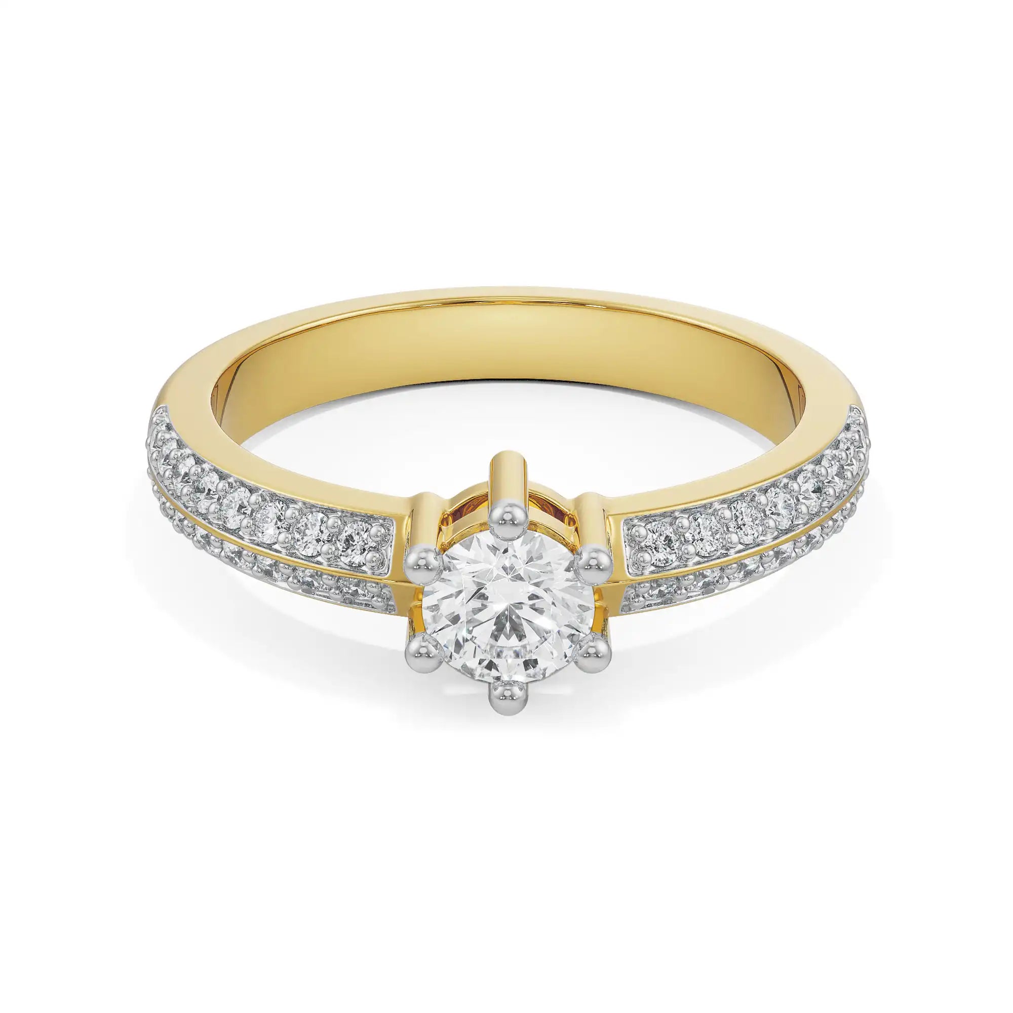 Blakely Solitaire Diamond Band Front View in 9KT