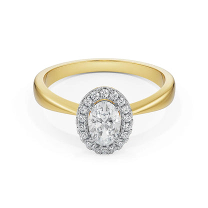 June Oval Halo Engagement Ring Front View in 9KT