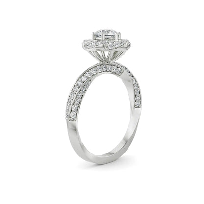 Twisted Band Halo Solitaire Ring Side view