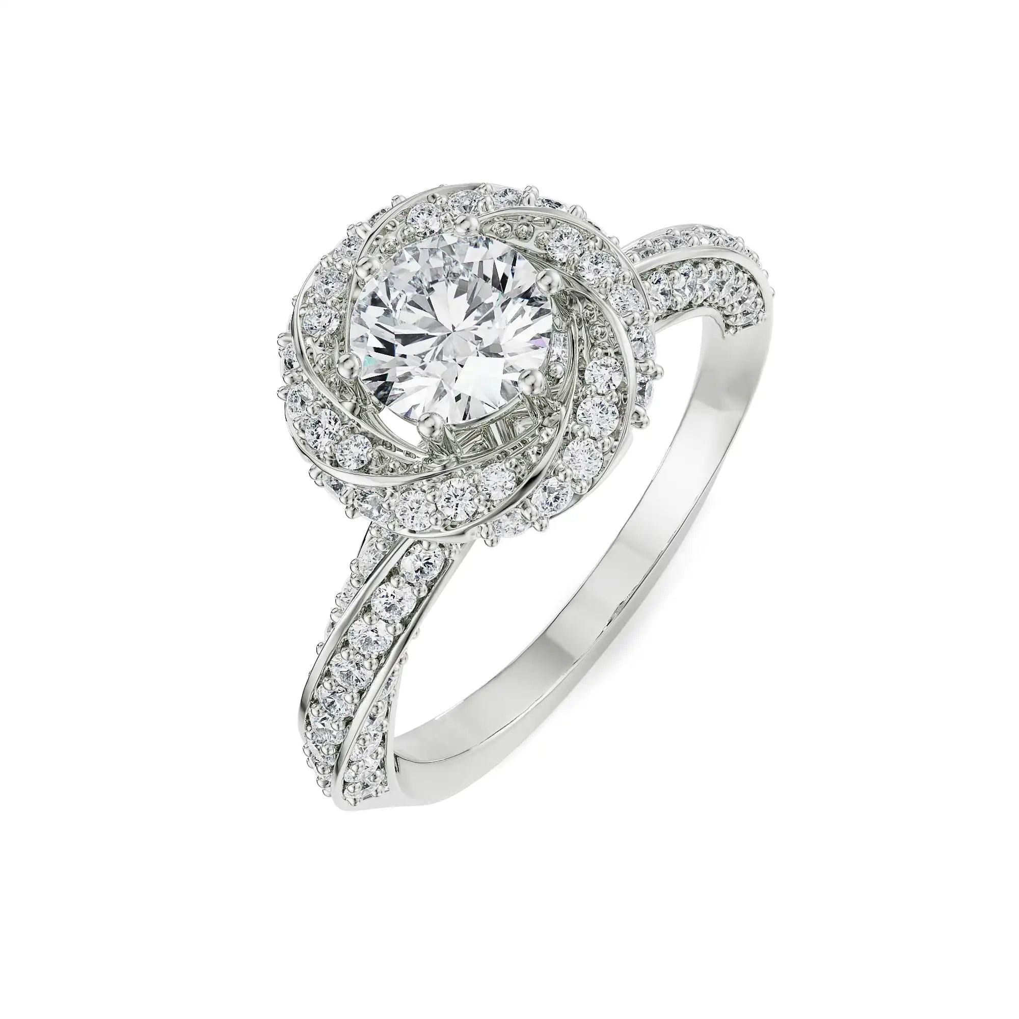 Twisted Band Halo Solitaire Ring Top View
