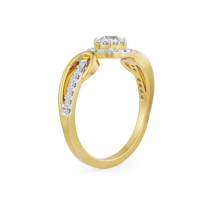 Curved Band Solitaire Ring Side View